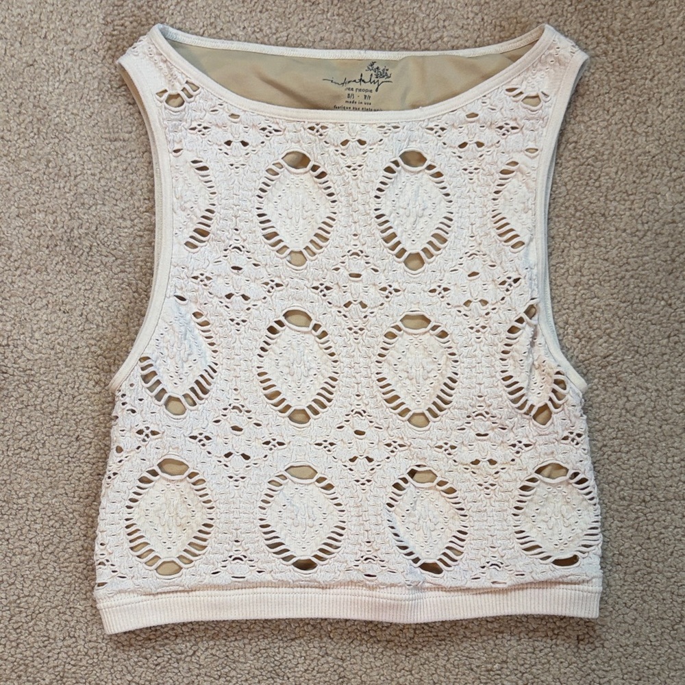Free People Cream Crochet Tank Top